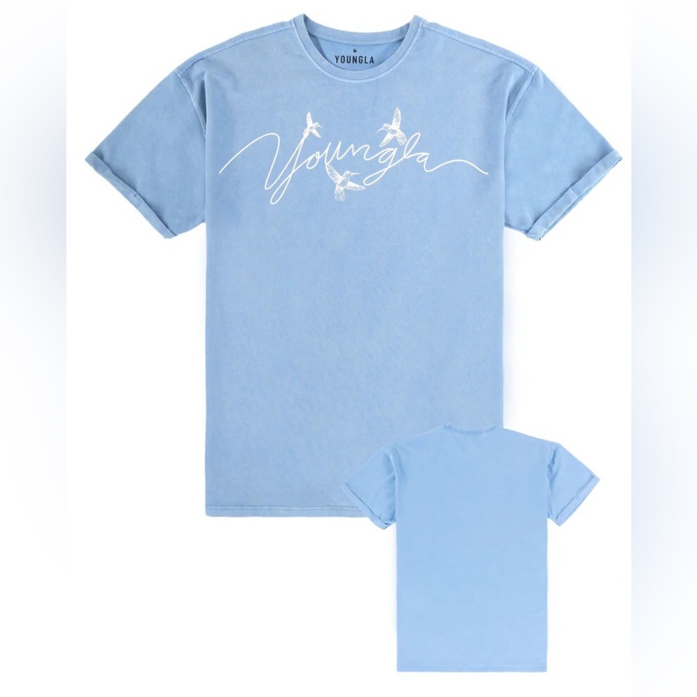 NWOT Men’s YoungLA The Flock Hummingbird Signature Light Blue T-Shirt La…